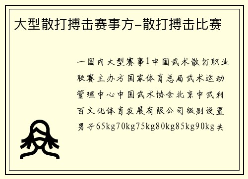 大型散打搏击赛事方-散打搏击比赛
